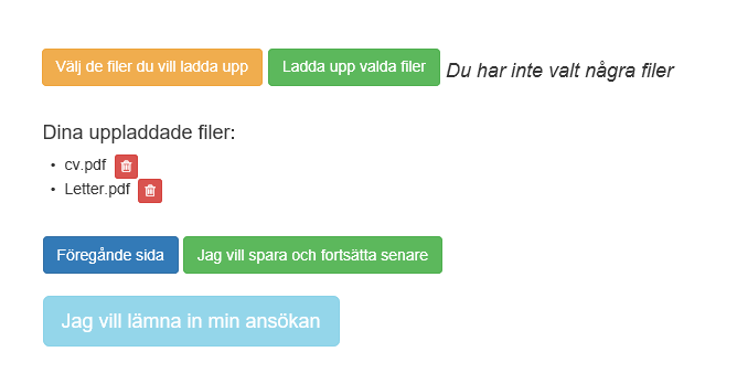 ansokningssystem ladda upp filer