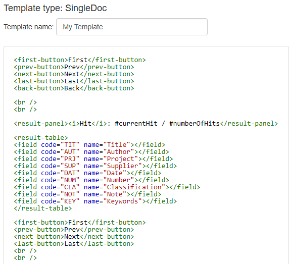 database system template